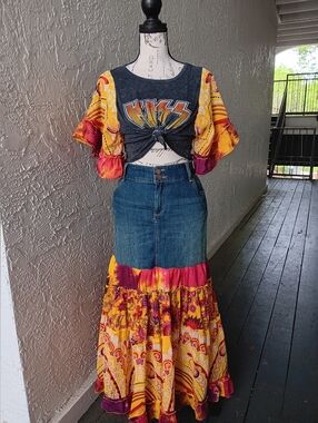 Upcycled Band Tshirt Kiss W/ Matching Upcycled Skirt